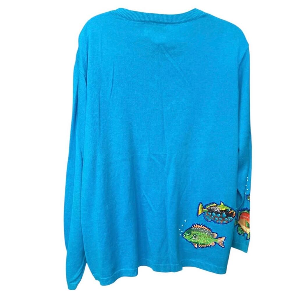 Quaker Factory Blue fish cardigan - Picture 3 of 5